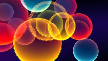 Poster - Colorful abstract circles on dark background, vibrant digital art. Modern design and creativity concept