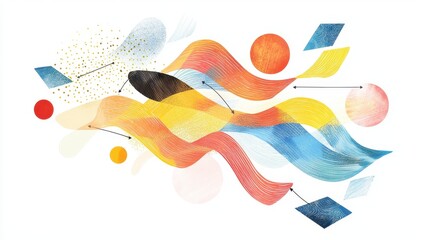 Poster - Abstract Representation of the Registration Process with Colorful Waves and Geometric Shapes