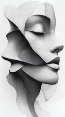 Poster - A stylized, abstract representation of a human face, showcasing depth and emotion through layers.