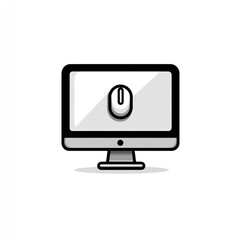 Poster - Simple computer monitor icon with mouse cursor.