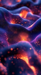 Poster - Abstract visualization of waves with glowing particles and vibrant colors.