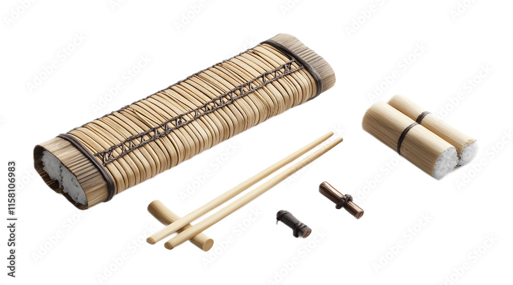Sushi Rolling Kit for Homemade Sushi - Isolated on White Background ...