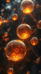 Aufkleber - Abstract representation of glowing spheres connected by intricate lines, symbolizing energy or data.