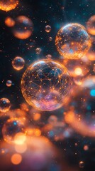 Poster - Abstract image of glowing bubbles with intricate patterns and vibrant colors.