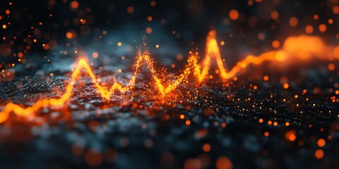 Poster - Abstract representation of sound waves with glowing particles.