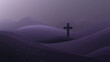 © mohammad - Ash Wednesday gradient banner, dark purple blend with soft grey, small cross illustration in the center with ashes scattered around it, Ai generated images