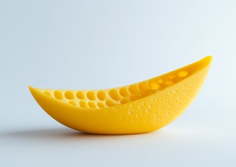 Aufkleber - Yellow porous object shaped like a boat on white background.