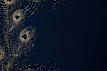 Poster - Elegant line art design showcasing intricate peacock feathers with ample copy space for creative mock up projects. Generative AI
