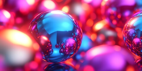 Poster - Colorful reflective spheres create a vibrant abstract composition.