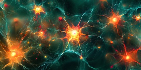 Aufkleber - Abstract representation of interconnected neurons with glowing effects.