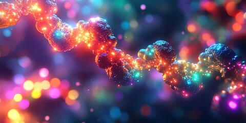 Aufkleber - A vibrant, abstract representation of molecular structures with glowing particles.