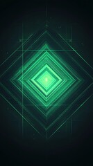 Aufkleber - A glowing green diamond shape with a futuristic design and abstract elements.