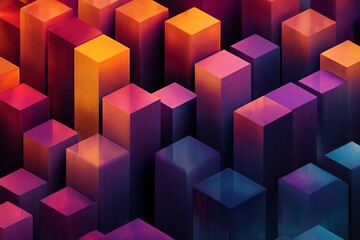 Poster - A vibrant abstract landscape of colorful blocks creating a 3D visual effect.