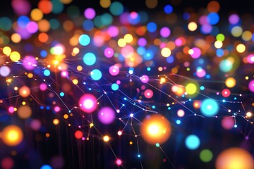 Poster - A vibrant, abstract representation of colorful lights and connections in a digital landscape.