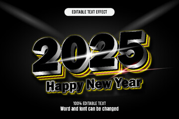 happy new year 2025 editable text effect 3d emboss mode rent