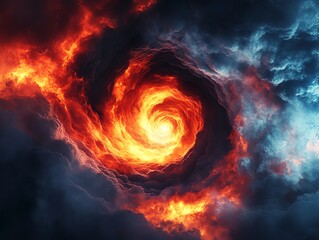 Poster - A swirling cosmic vortex of fiery colors and dramatic clouds, depicting the beauty of space.