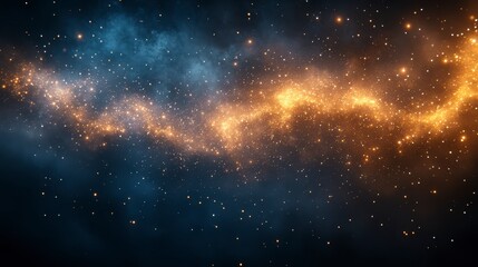 Abstract cosmic nebula with swirling orange and blue energy.