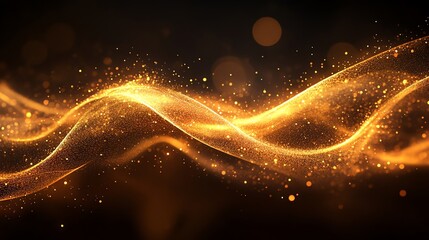 Poster - A dynamic wave of golden light with shimmering particles, evoking energy and elegance.