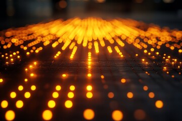 Poster - A ground-level view of glowing orange dots creating a vibrant, illuminated pathway.