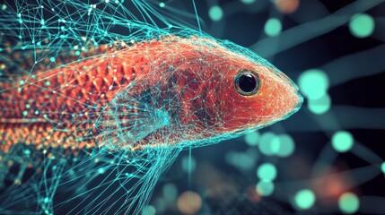 Poster - abstract fish illustration with tech elements