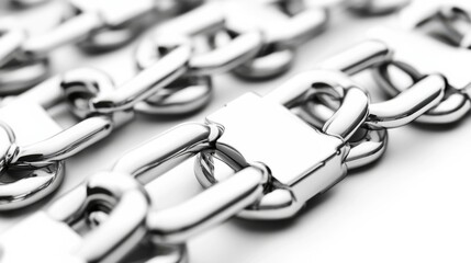 Poster - Bright Chain Links on White Background with High Contrast