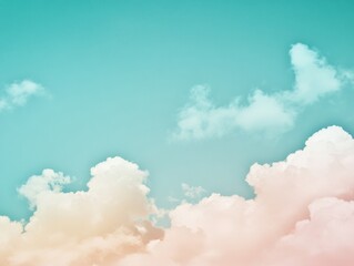 Wall Mural - Serene Blue Sky with Delicate Pastel Clouds in Minimalist Aesthetic