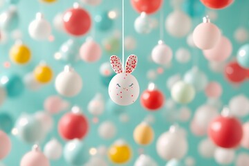 Aufkleber - Whimsical Christmas Pattern with Playful Ornaments and Pastel Colors
