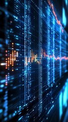 Poster - Abstract digital visualization of data trends and analytics in a futuristic interface.