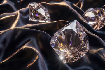 Aufkleber - Large sparkling diamonds on elegant fabric providing a perfect backdrop for text placement and creative design. Generative AI