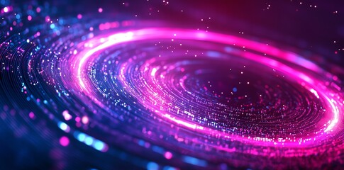 Poster - A vibrant, swirling galaxy of pink and blue lights, evoking a cosmic atmosphere.