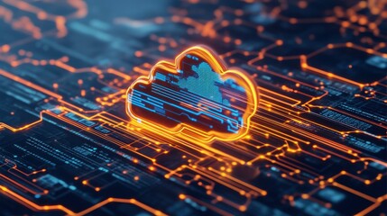Poster - Minimalist Cloud Computing Concept with Layered Graphics