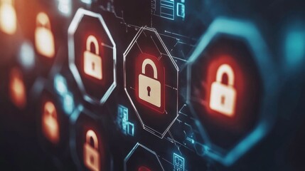 Poster - Minimalist Technology Symbols for Security and Prevention
