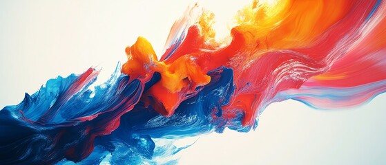 Poster - Vibrant paint explosion emanating from a glowing lightbulb, creative and energetic abstract art, white background, generative AI concept
