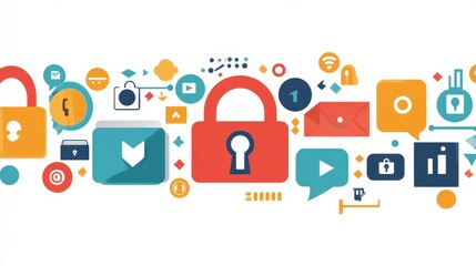 Poster - Security Technology Icons on High Contrast Background