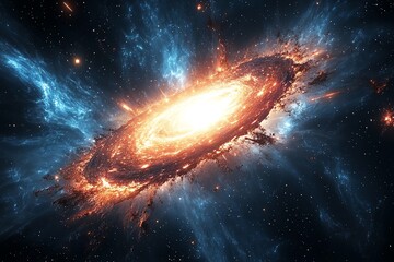 Poster - A stunning depiction of a galaxy with vibrant colors and cosmic elements.