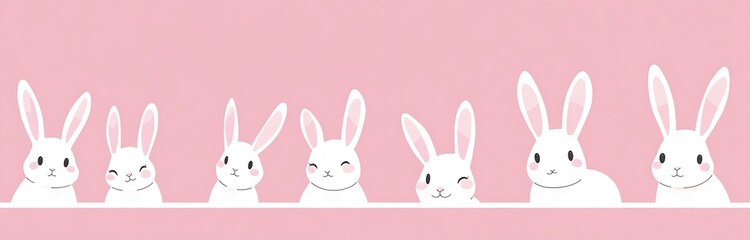 Canvas Print - Cute pink easter background with white rabbit ears