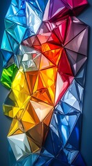 Poster - A vibrant, geometric wall art piece featuring colorful, reflective triangular shapes.