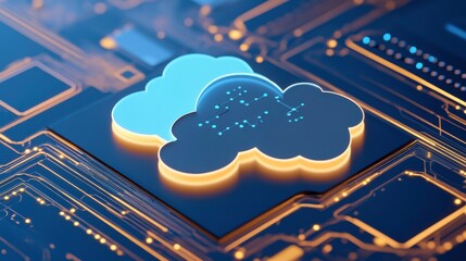 Poster - Abstract Cloud Technology Background with Digital Layering