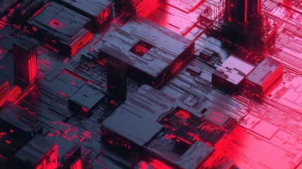 Poster - Abstract Digital Microchip Textures in Sharp Light