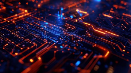 Poster - Abstract Technology Circuit in Bright Light Visuals