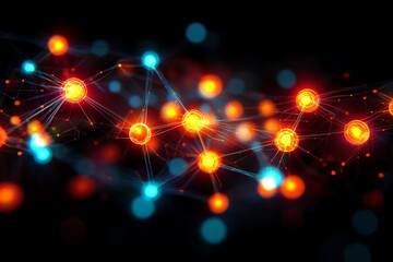 Aufkleber - Abstract representation of interconnected nodes and particles, symbolizing technology and science.