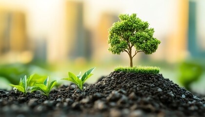 Aufkleber - Sustainable business practices in ESG, showcasing ecofriendly factories, renewable energy, and corporate social responsibility in an industrial setting