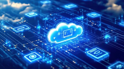 Poster - Digital Cloud Backup and Recovery Technology Concept