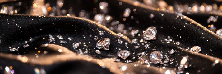 Aufkleber - Sparkling diamonds on soft fabric create an elegant backdrop for text presentation or promotional material. Generative AI