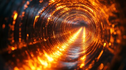 Aufkleber - A glowing tunnel with bright orange lights, suggesting warmth and energy flow.