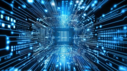 Poster - Futuristic Microchip Animation in Tech Background