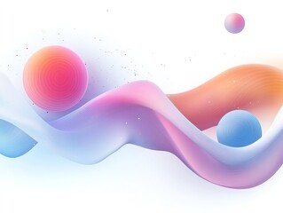Aufkleber - Abstract design featuring colorful spheres and flowing waves, creating a modern aesthetic.