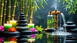 Serene spa scene featuring tranquil zen concept in nature