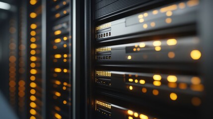 Poster - Illuminated Server Racks in Tech Infrastructure Room