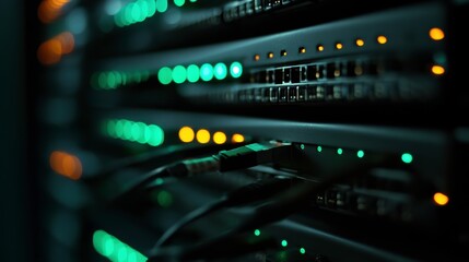 Aufkleber - Illuminated Tech Equipment in Data Center Background